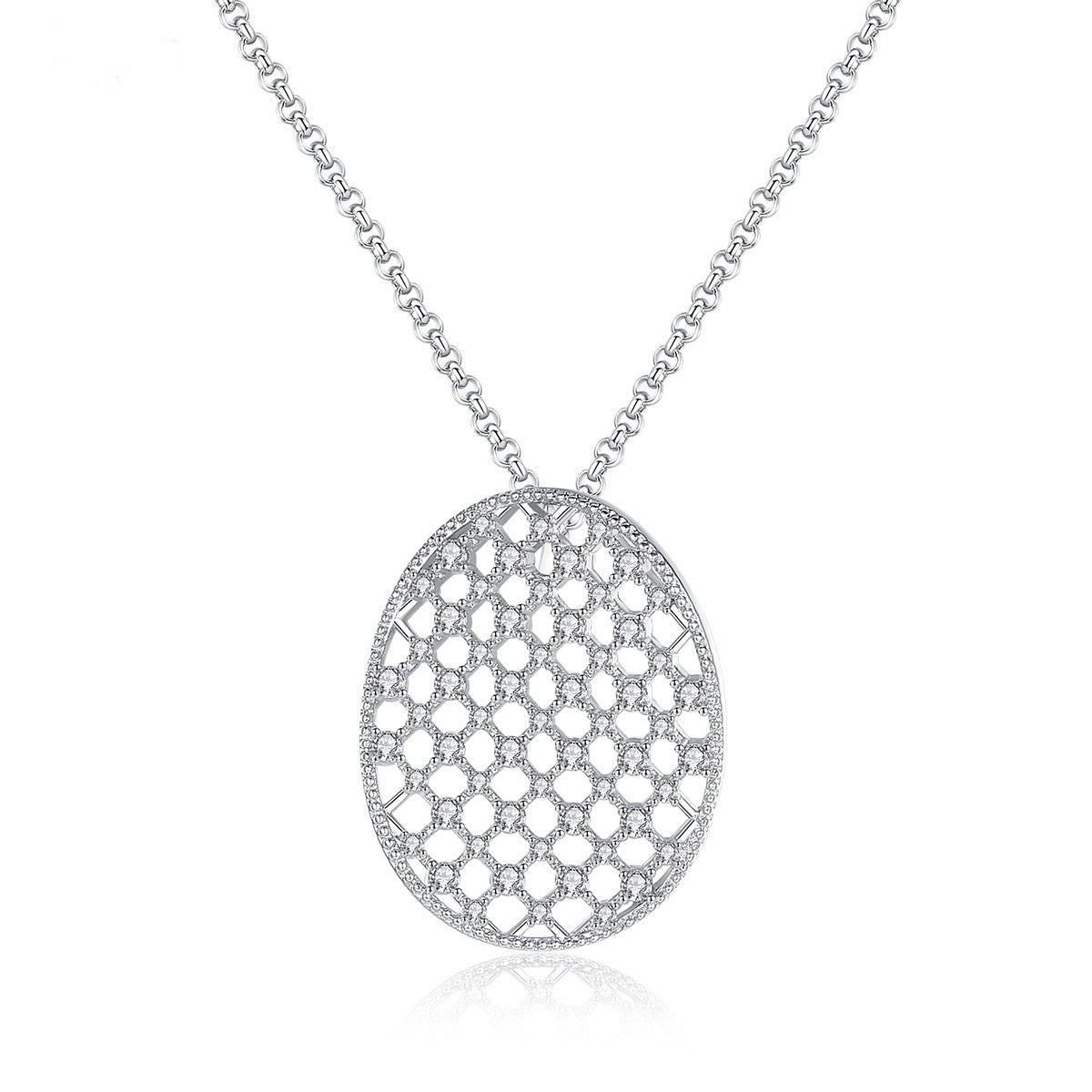 White Gold Plated Cubic Zirconia Hollow Chain Necklace AAA2464