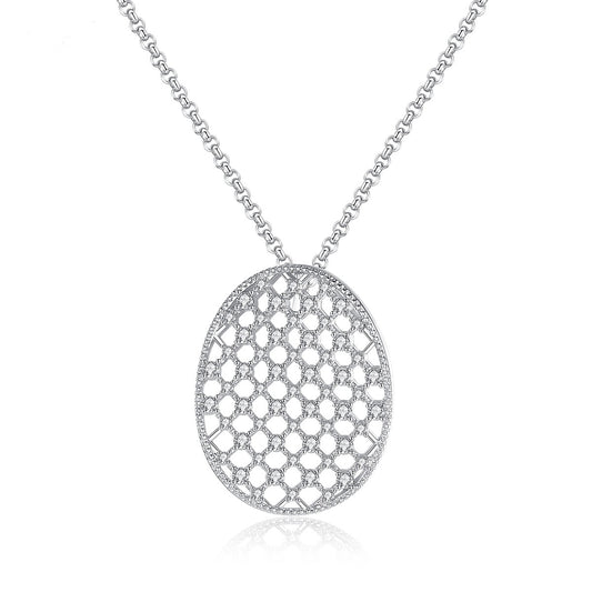 White Gold Plated Cubic Zirconia Hollow Chain Necklace AAA2464