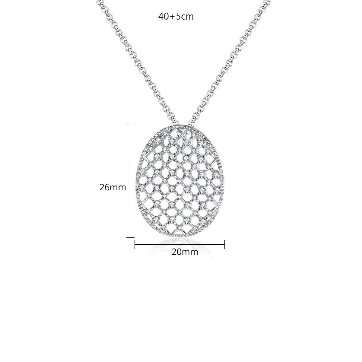 White Gold Plated Cubic Zirconia Hollow Chain Necklace AAA2464