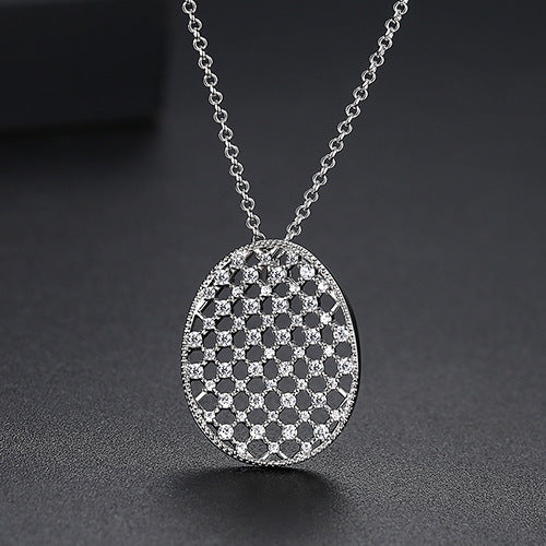 White Gold Plated Cubic Zirconia Hollow Chain Necklace AAA2464