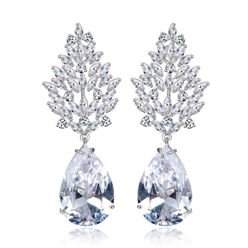 White Gold Plated Cubic Zirconia Teardrop Earrings AAA2468