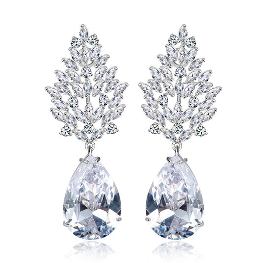 White Gold Plated Cubic Zirconia Teardrop Earrings AAA2468