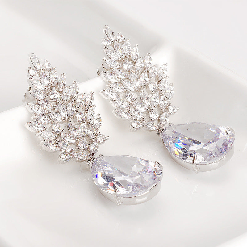 White Gold Plated Cubic Zirconia Teardrop Earrings AAA2468