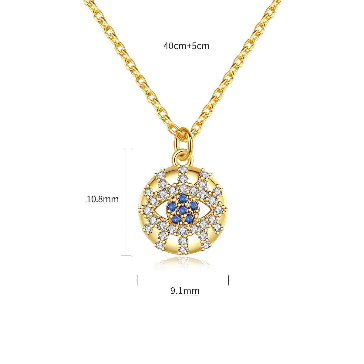 Gold Plated Round Cubic Zirconia Eye Chain Necklace AAA2471