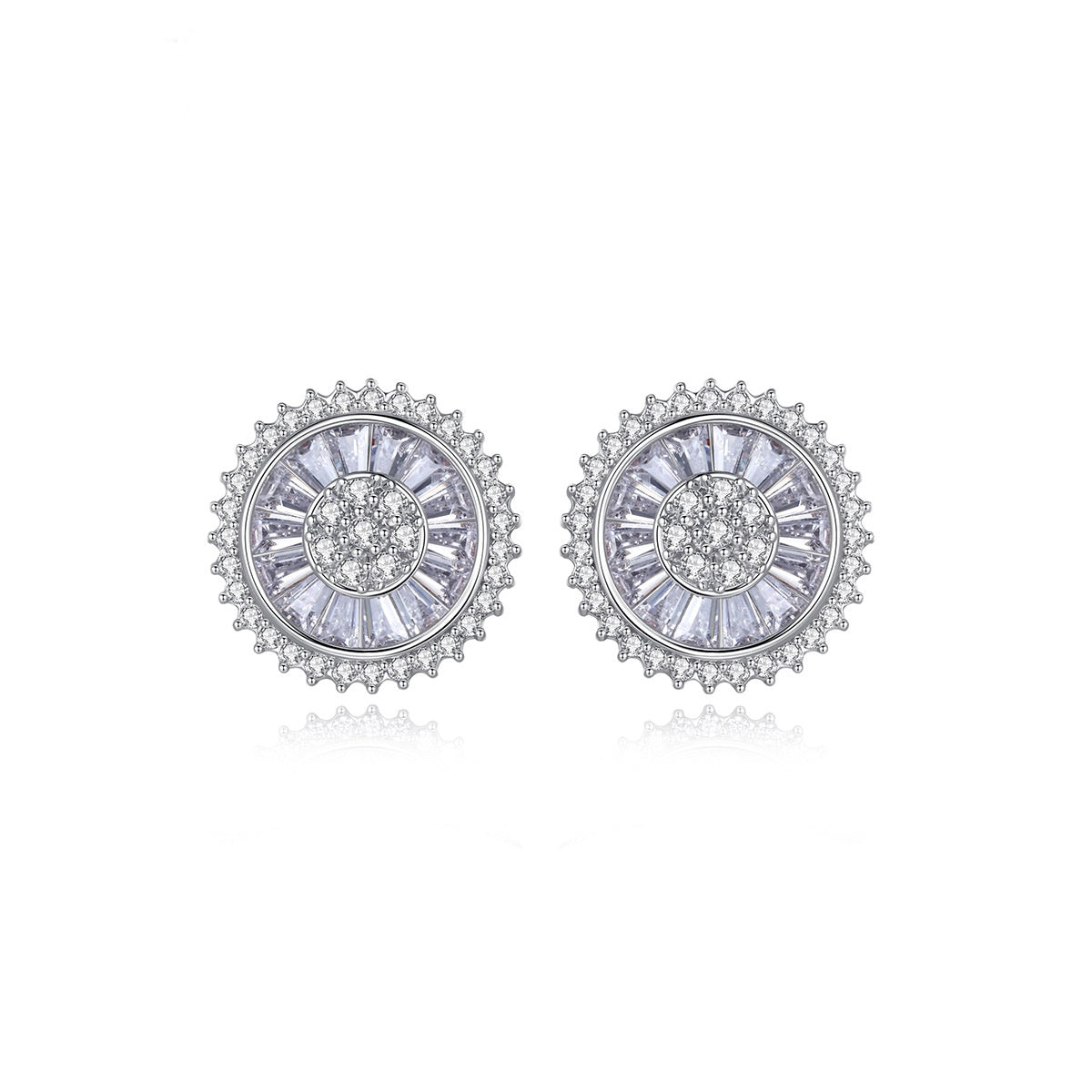 White Gold Plated Cubic Zirconia Round Stud Earrings AAA2475
