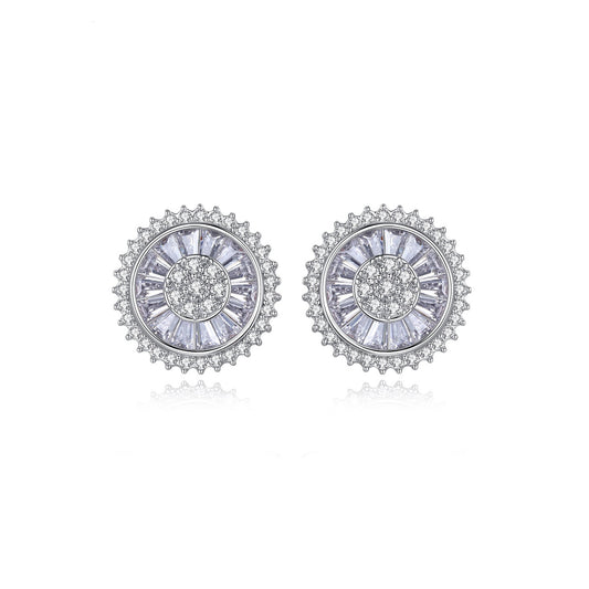 White Gold Plated Cubic Zirconia Round Stud Earrings AAA2475