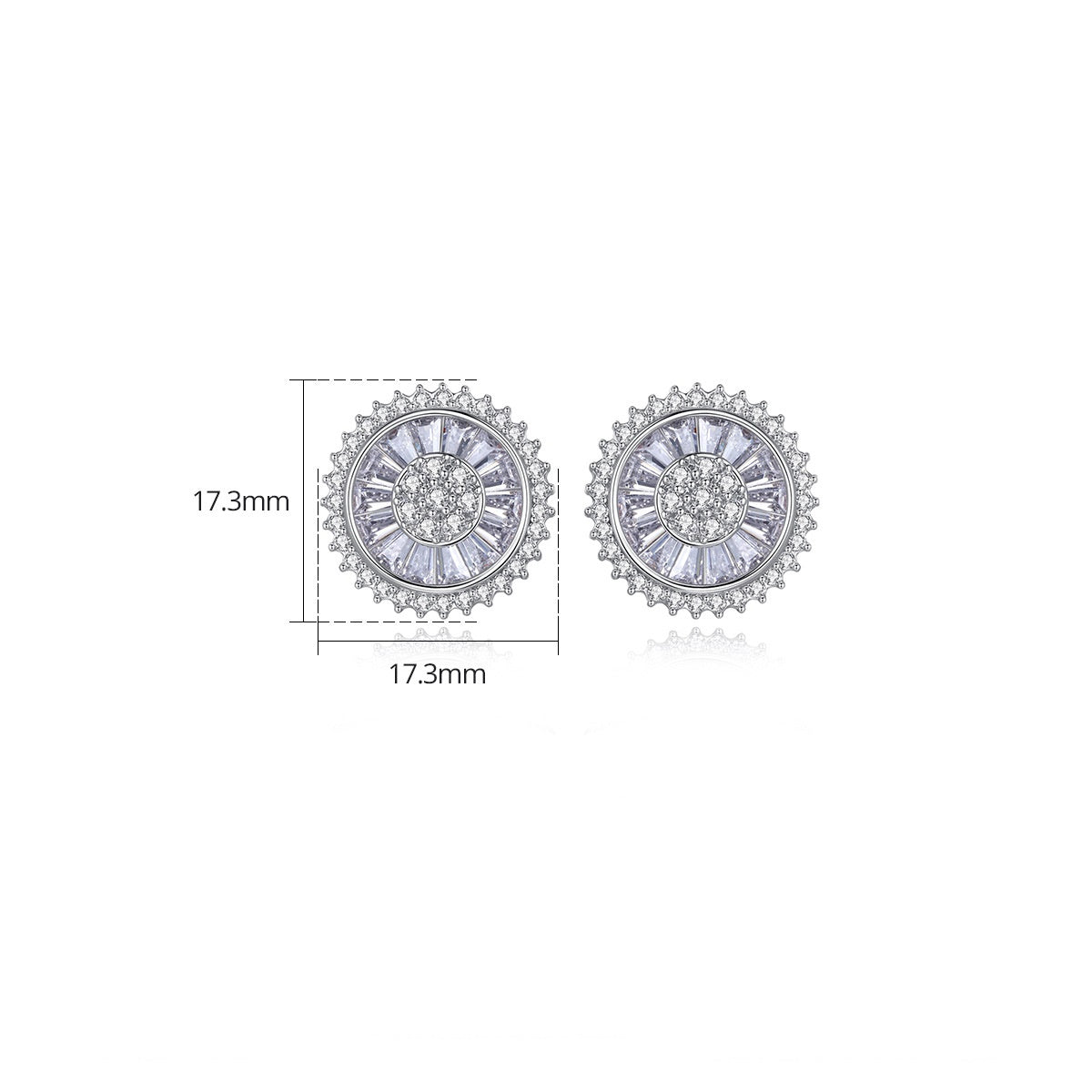 White Gold Plated Cubic Zirconia Round Stud Earrings AAA2475