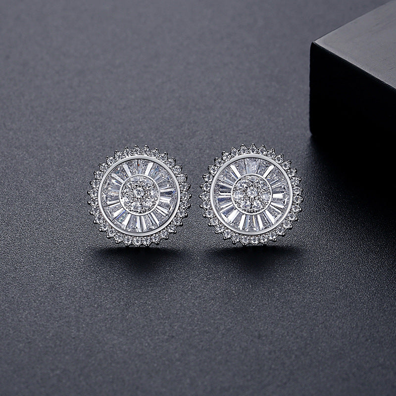 White Gold Plated Cubic Zirconia Round Stud Earrings AAA2475