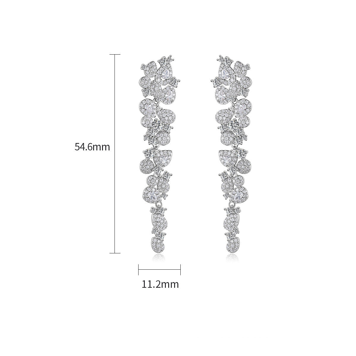 White Gold Plated Cubic Zirconia Marquise Vine Drop Earrings AAA2484