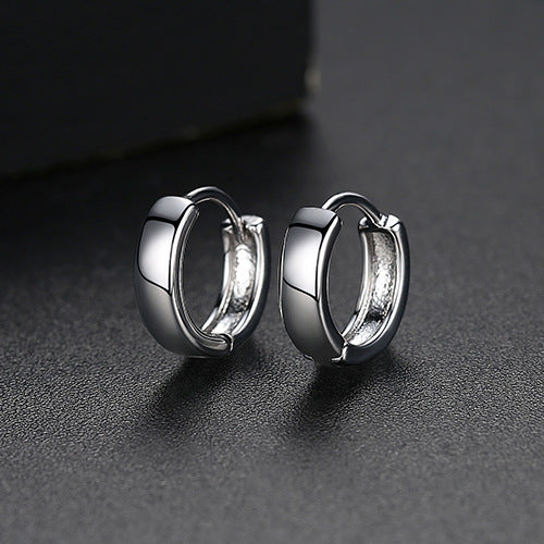 White Gold Plated Huggie Hoop Earrings AAA2493