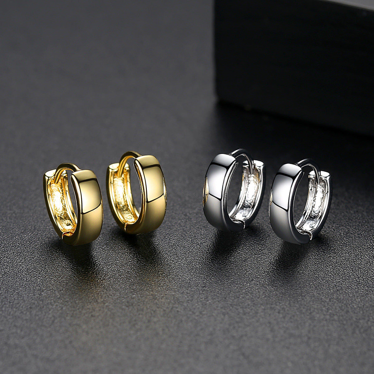 White Gold Plated Huggie Hoop Earrings AAA2493