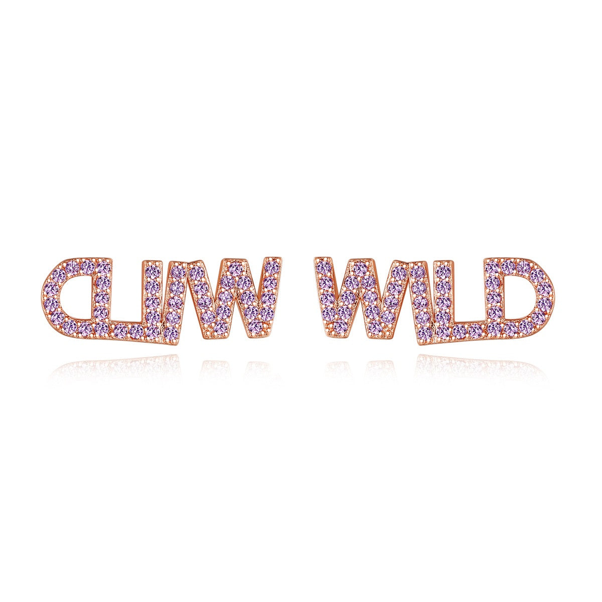 Rose Gold Plated Wild Pink Cubic Zirconia Earrings AAA2494