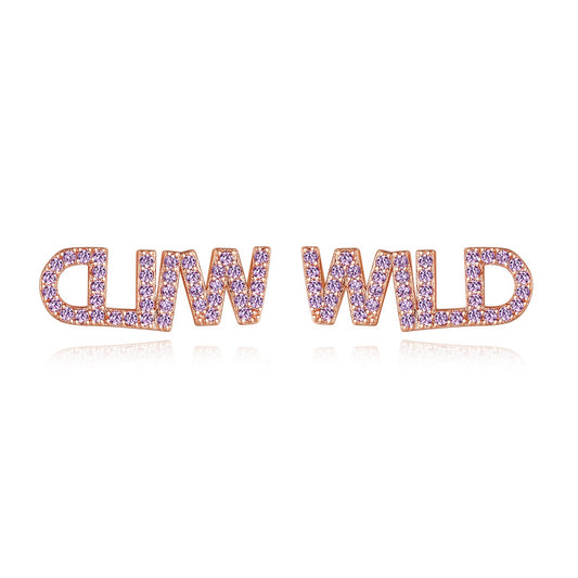 Rose Gold Plated Wild Pink Cubic Zirconia Earrings AAA2494
