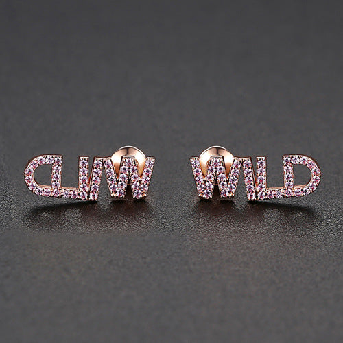 Rose Gold Plated Wild Pink Cubic Zirconia Earrings AAA2494