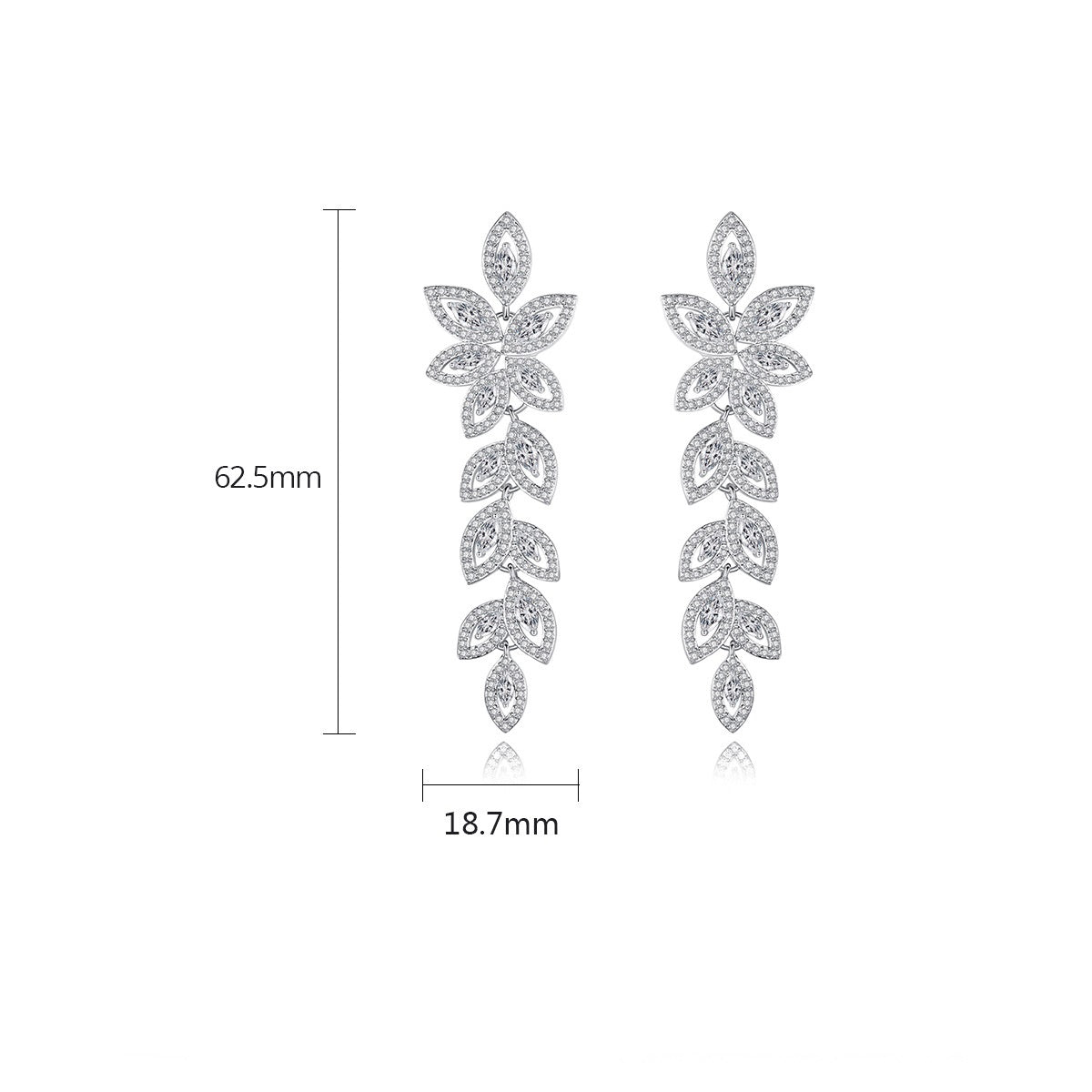 White Gold Plated Marquise Cubic Zirconia Vine Drop Earrings AAA2495