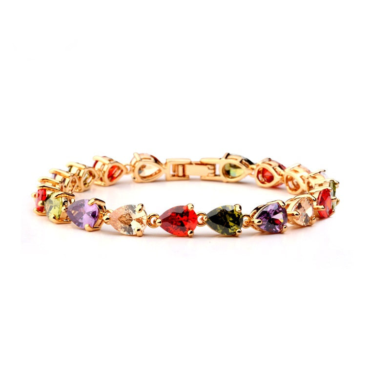 Gold Plated Mixed Color Cubic Zirconia Bracelet AAA2501