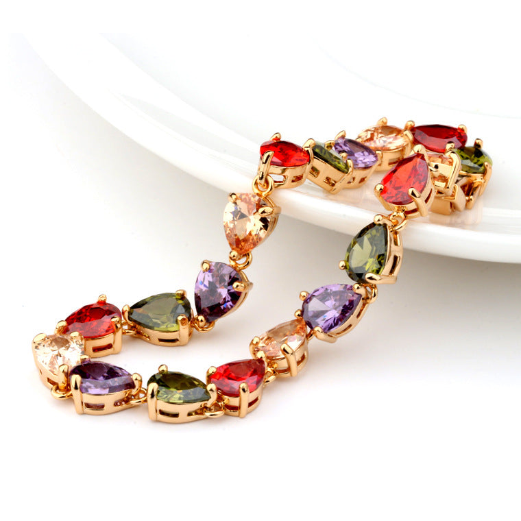 Gold Plated Mixed Color Cubic Zirconia Bracelet AAA2501