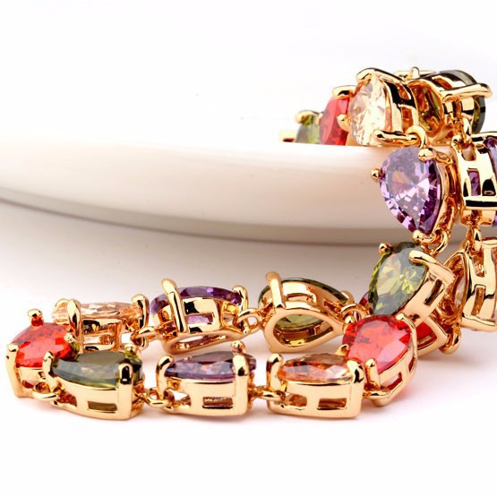 Gold Plated Mixed Color Cubic Zirconia Bracelet AAA2501