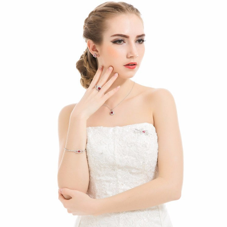 White Gold Plated Blue Cubic Zirconia Bracelet AAA2505