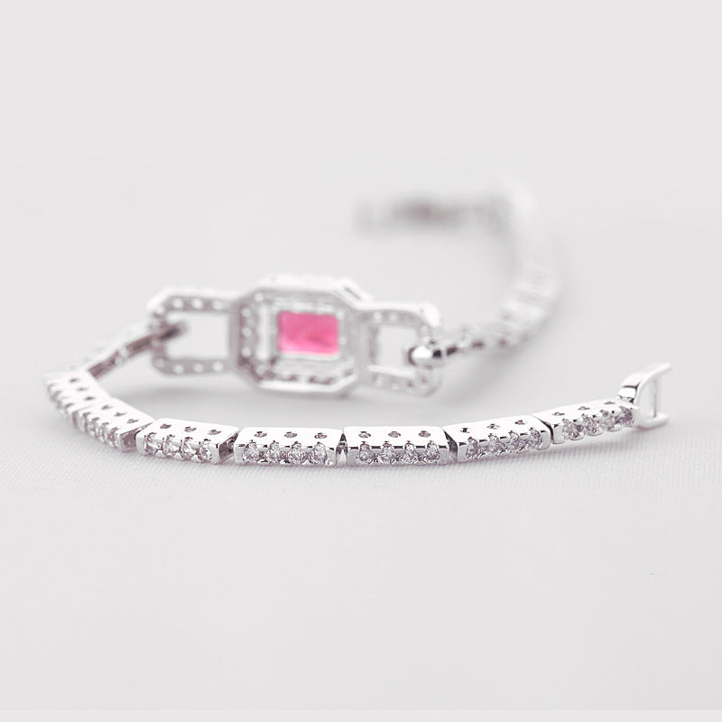 White Gold Plated Blue Cubic Zirconia Bracelet AAA2505