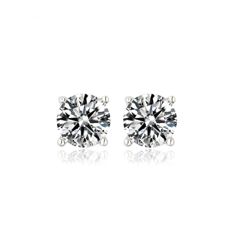 White Gold Plated Round Cubic Zirconia Stud Earrings AAA2509