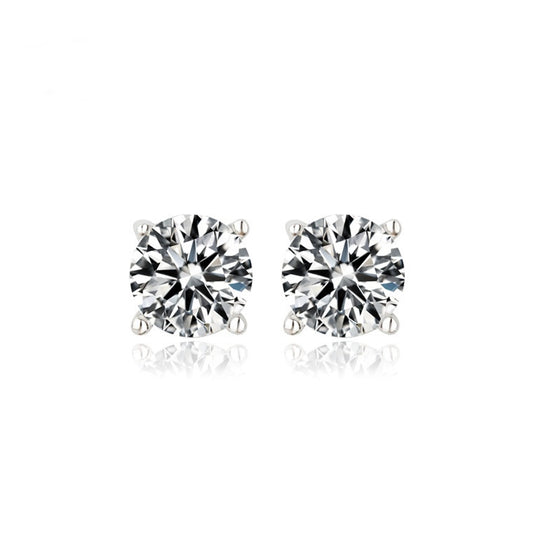 White Gold Plated Round Cubic Zirconia Stud Earrings AAA2509