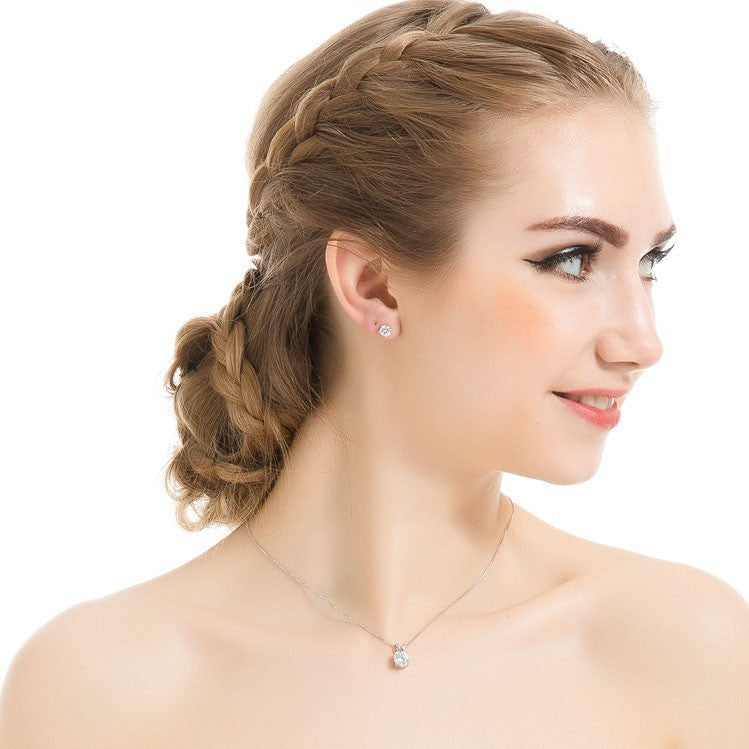 White Gold Plated Round Cubic Zirconia Stud Earrings AAA2509