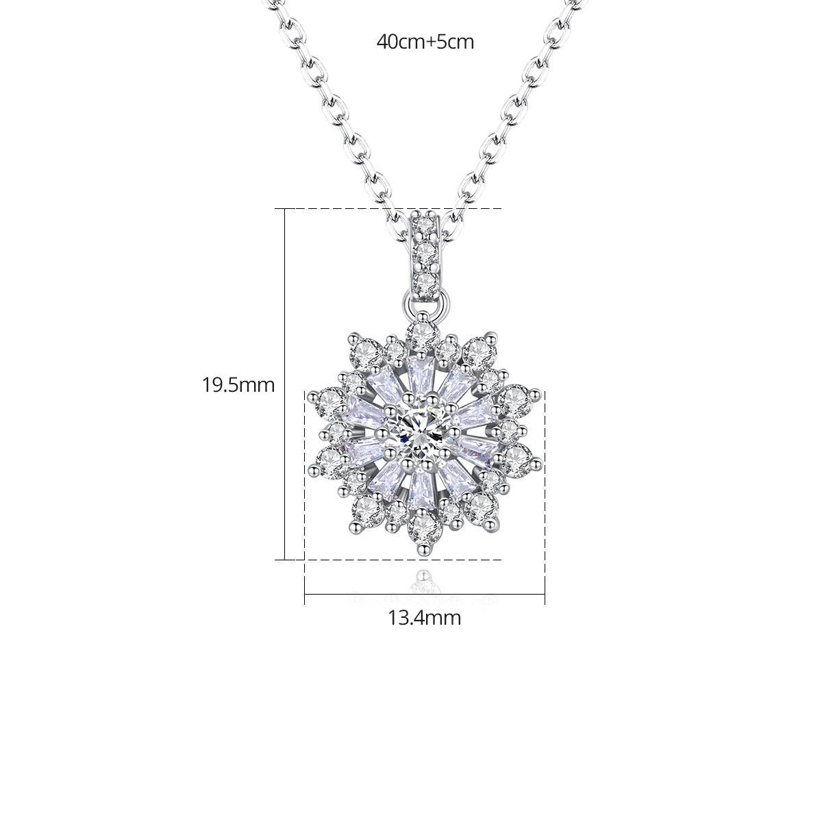 White Gold Plated Cubic Zirconia Flower Chain Necklace AAA2516