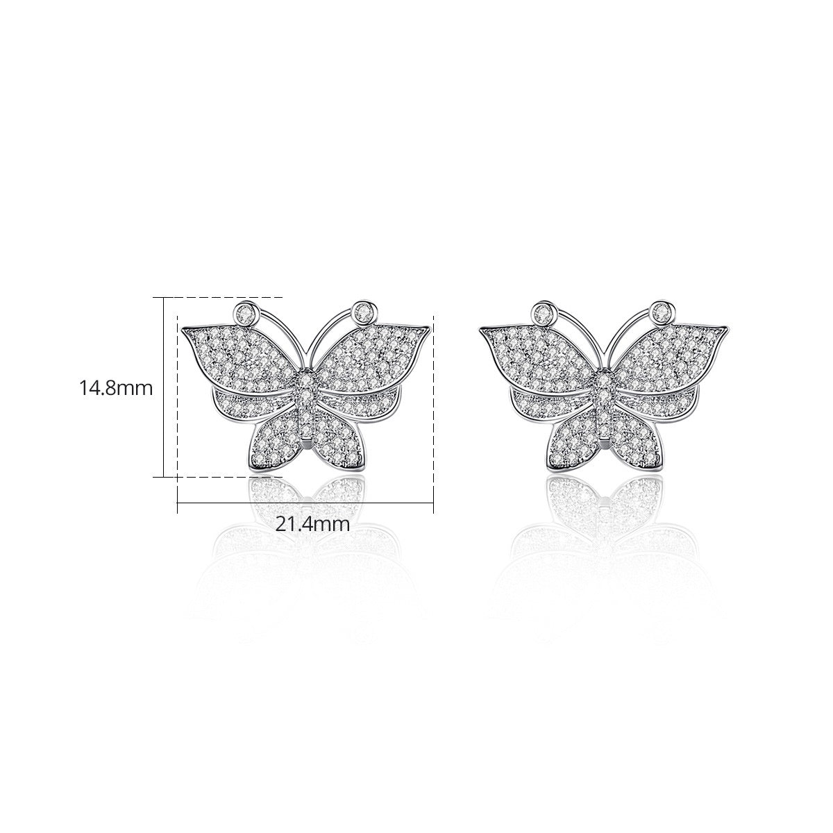 White Gold Plated Butterfly Cubic Zirconia Stud Earrings AAA2528