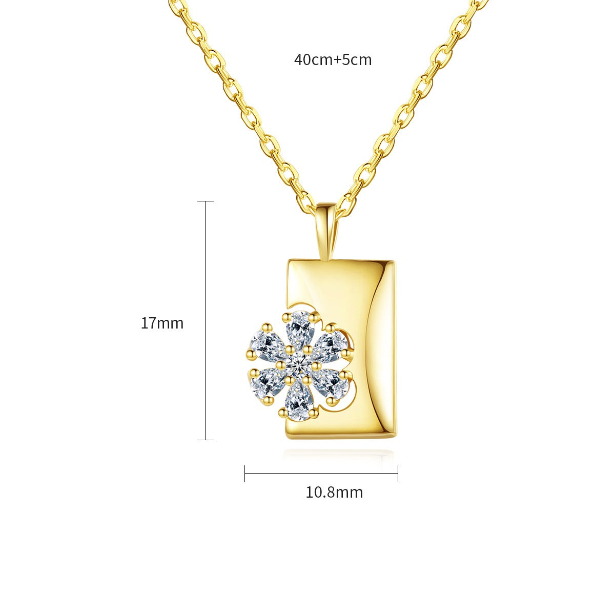 Gold Plated Cubic Zirconia Flower Pendant Necklace AAA2533