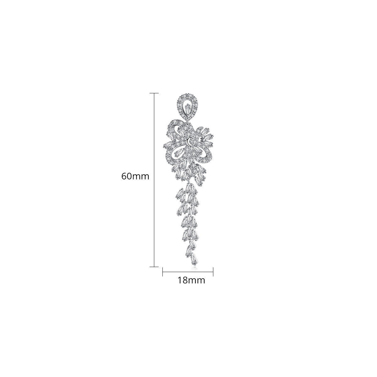 White Gold Plated Cubic Zirconia Flower Tassel Earrings AAA2536
