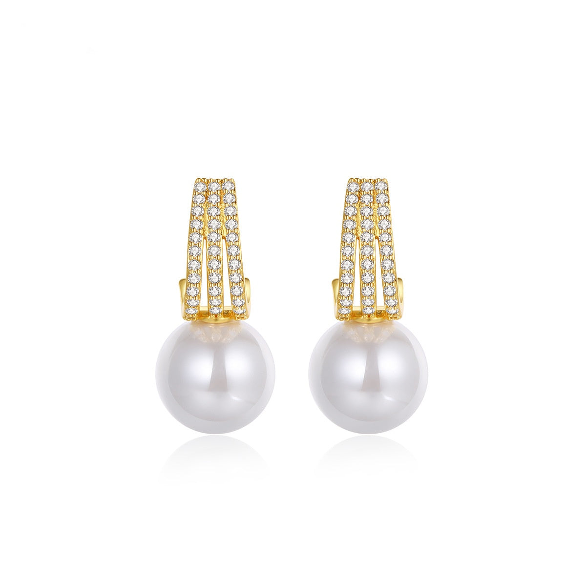Retro Faux Pearl Cubic Zirconia Dangle Earrings AAA2539