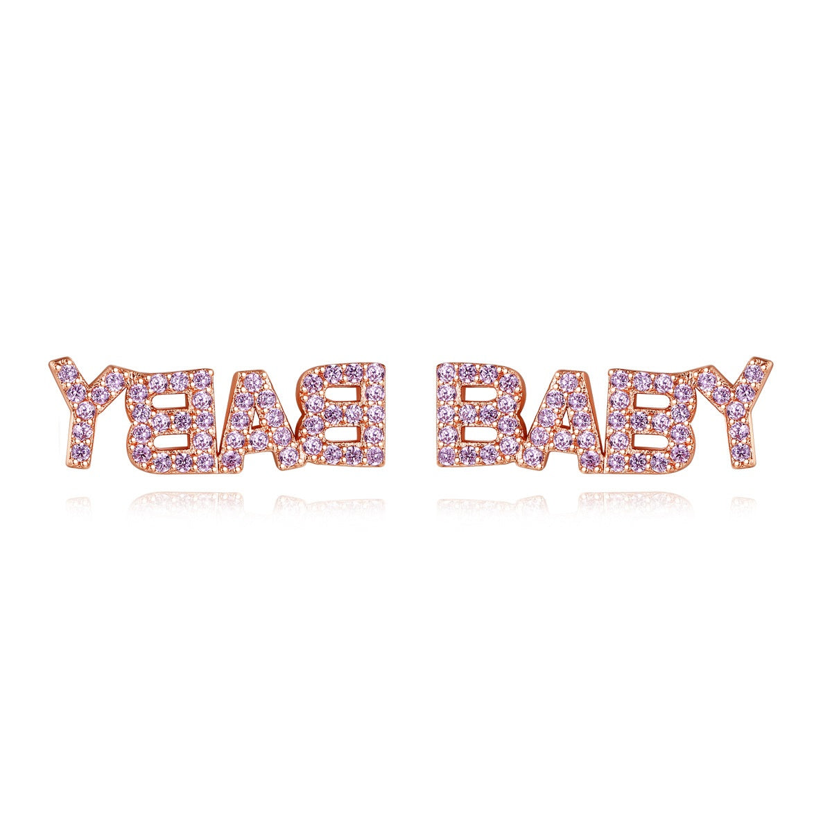 Rose Gold Plated Pink Cubic Zirconia Baby Stud Earrings AAA2543