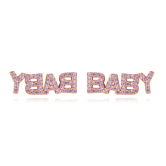 Rose Gold Plated Pink Cubic Zirconia Baby Stud Earrings AAA2543