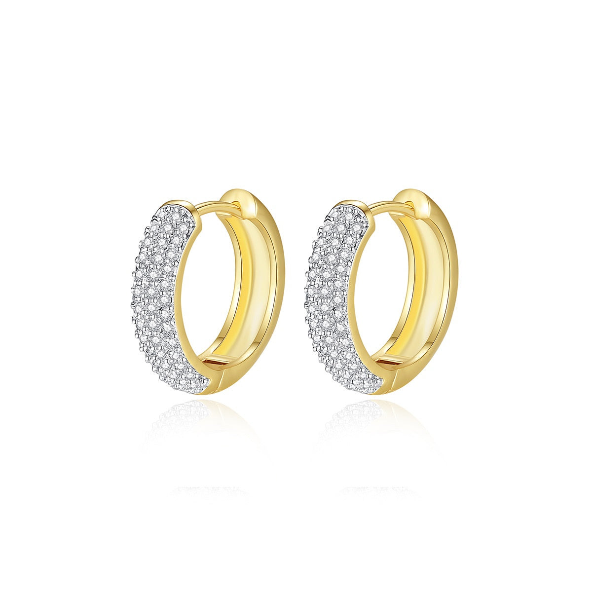 Gold or Silver Plated Cubic Zirconia Huggie Hoop Earrings AAA2546