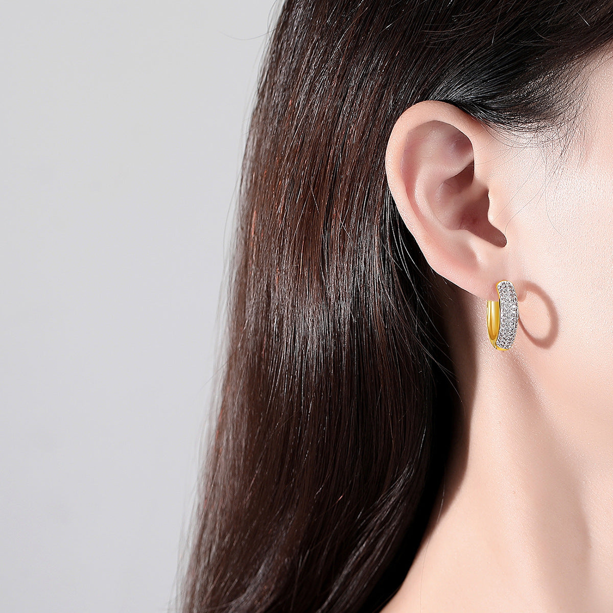 Gold or Silver Plated Cubic Zirconia Huggie Hoop Earrings AAA2546