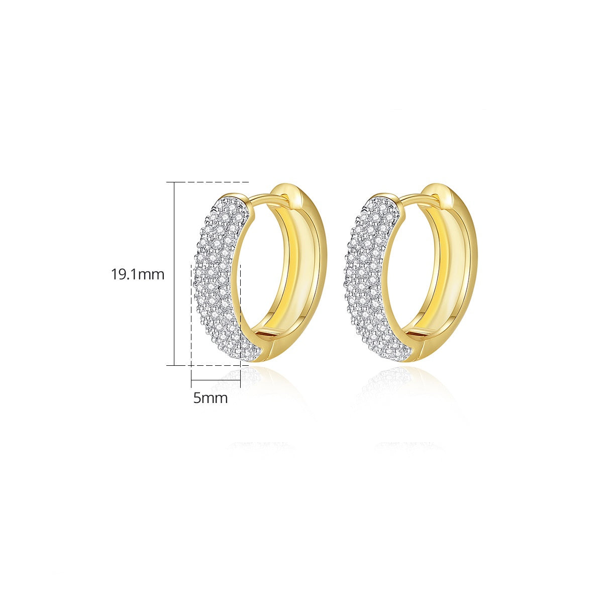 Gold or Silver Plated Cubic Zirconia Huggie Hoop Earrings AAA2546