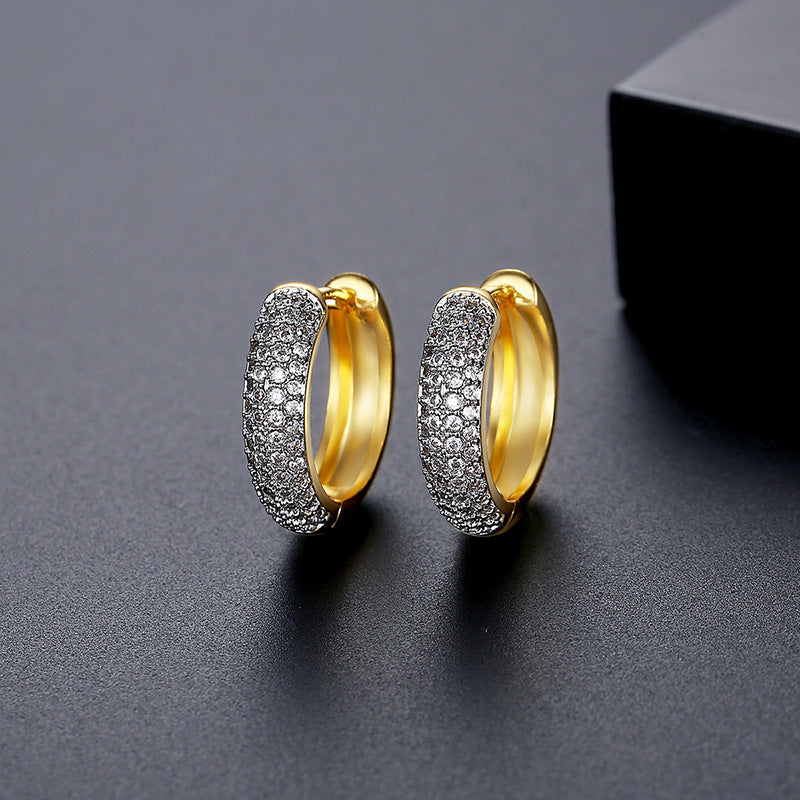 Gold or Silver Plated Cubic Zirconia Huggie Hoop Earrings AAA2546