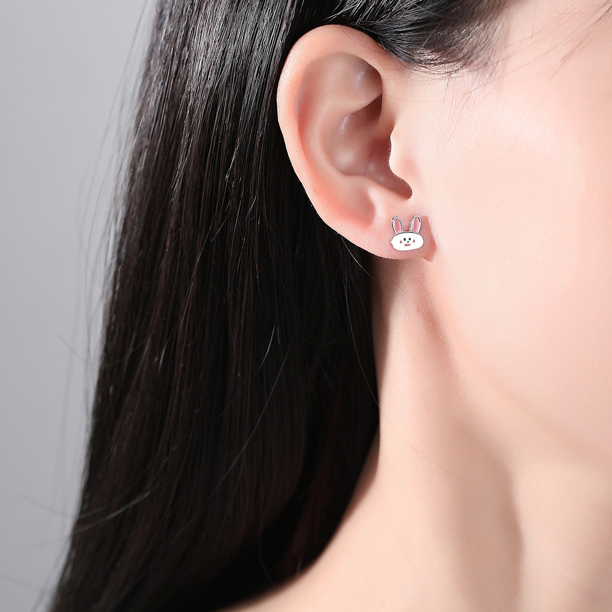 Cute Rabbit Cubic Zirconia Stud Earrings AAA2548
