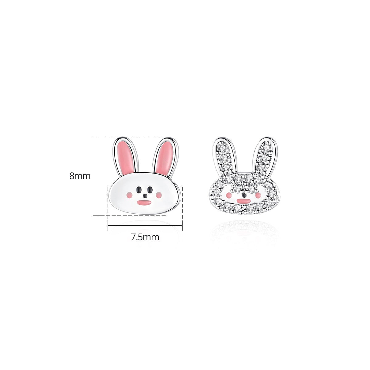 Cute Rabbit Cubic Zirconia Stud Earrings AAA2548