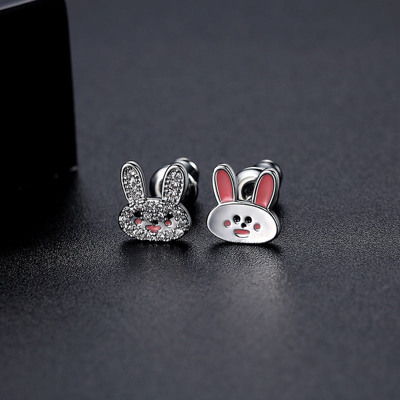 Cute Rabbit Cubic Zirconia Stud Earrings AAA2548