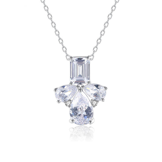 White Gold Plated Pear Shape Cubic Zirconia Clavicle Chain Necklace AAA2551