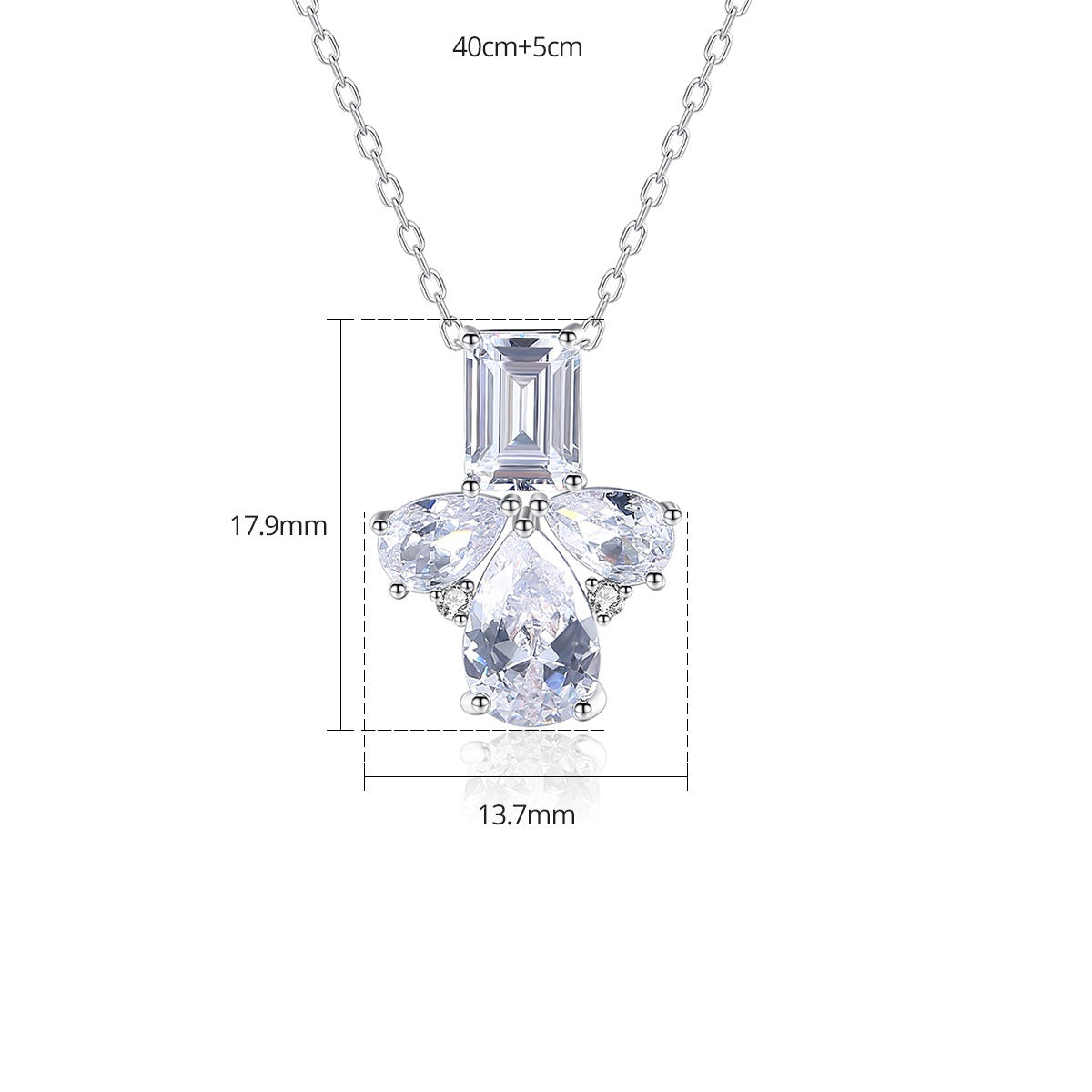 White Gold Plated Pear Shape Cubic Zirconia Clavicle Chain Necklace AAA2551