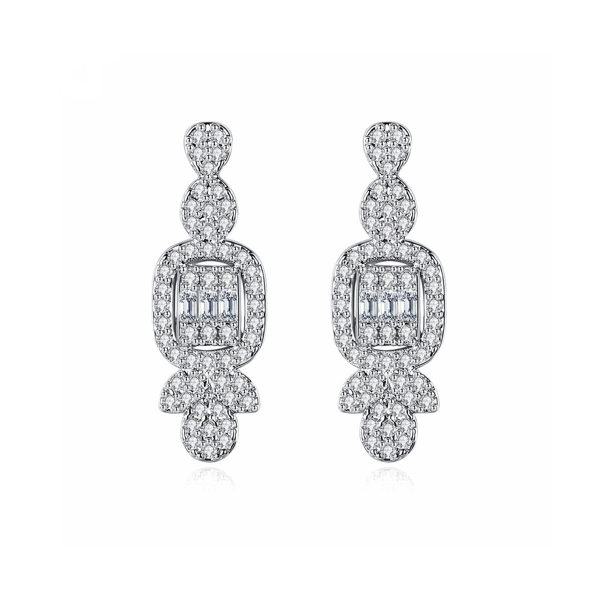 White Gold Plated Cubic Zirconia Drop Earrings AAA277