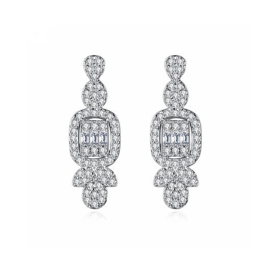 White Gold Plated Cubic Zirconia Drop Earrings AAA277
