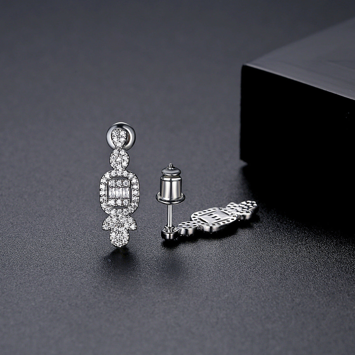 White Gold Plated Cubic Zirconia Drop Earrings AAA277