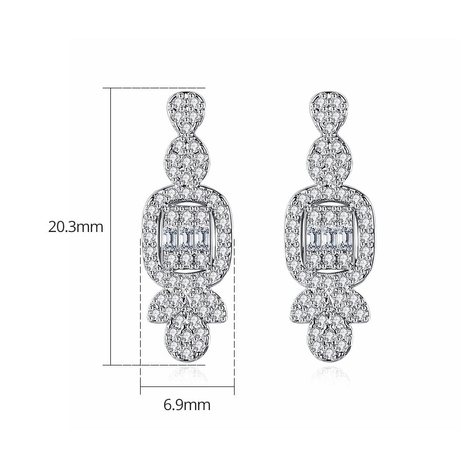White Gold Plated Cubic Zirconia Drop Earrings AAA277