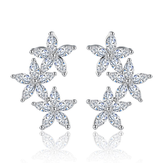 Star Shape Cubic Zirconia White Gold Plated Stud Earrings AAA336