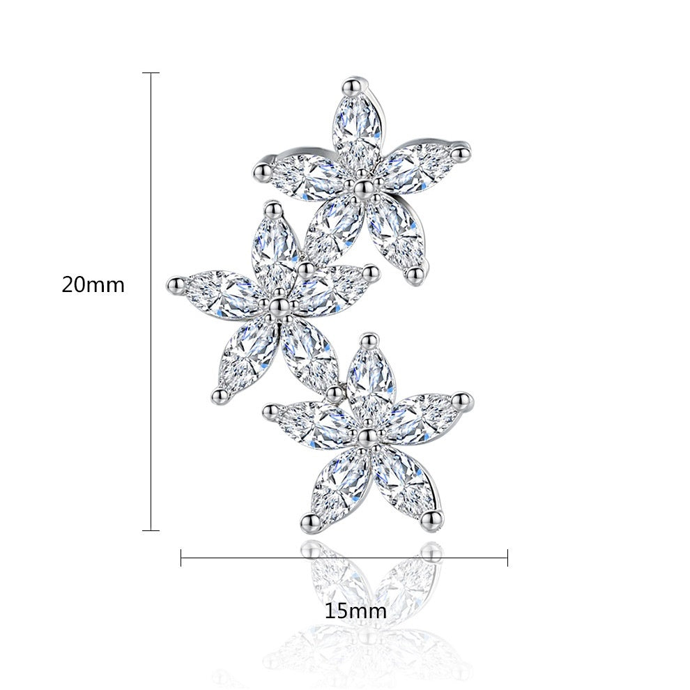 Star Shape Cubic Zirconia White Gold Plated Stud Earrings AAA336