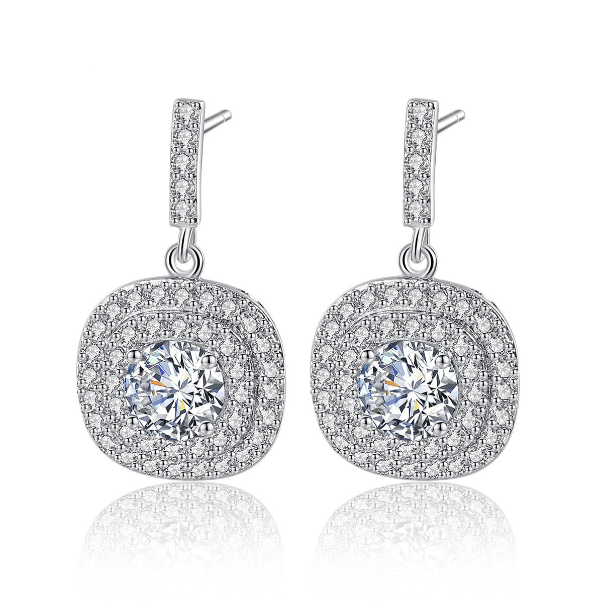 White Gold Plated Cubic Zirconia Drop Dangle Earrings AAA359